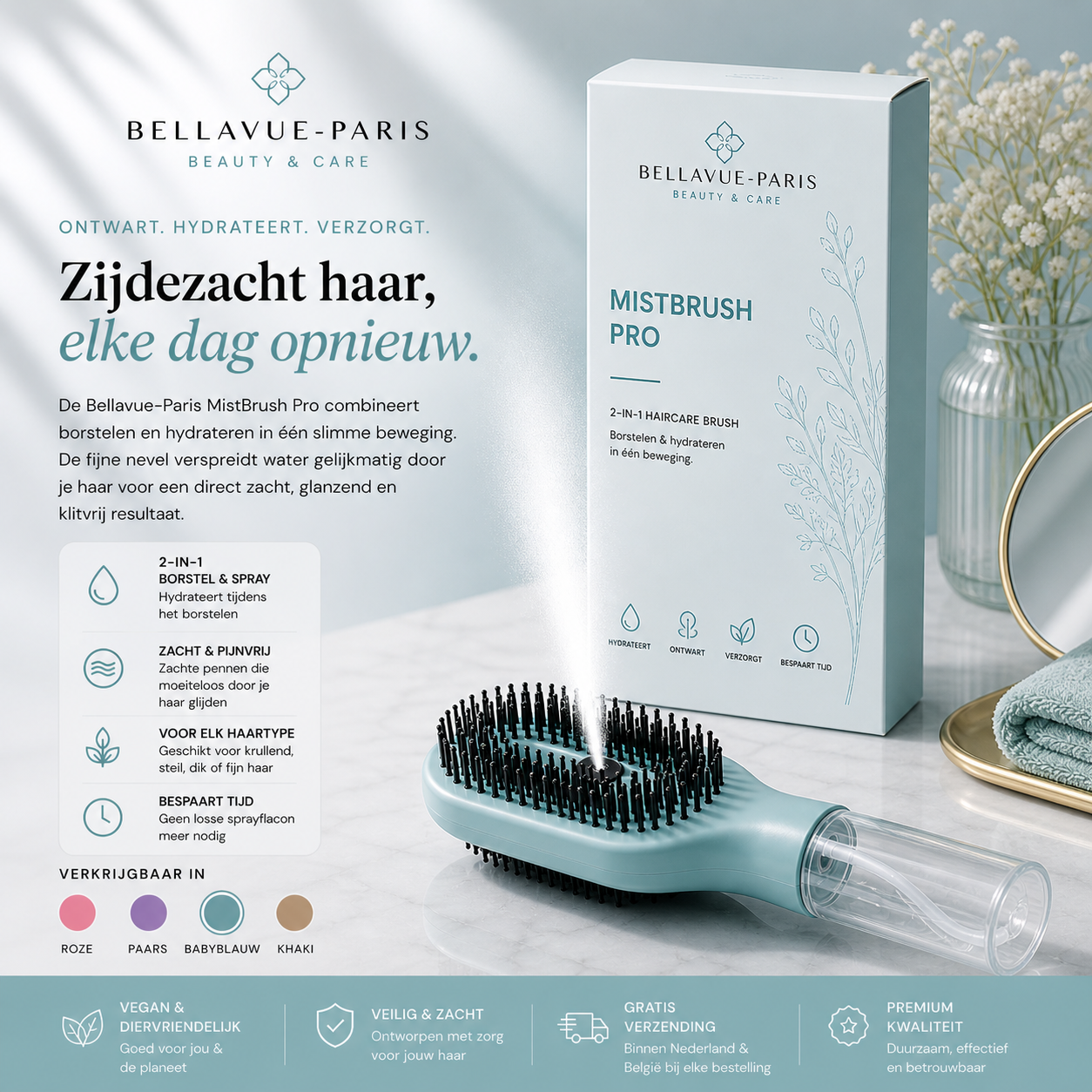Bellavue-Paris MistBrush Pro – Nooit meer klitten in 5 seconden!