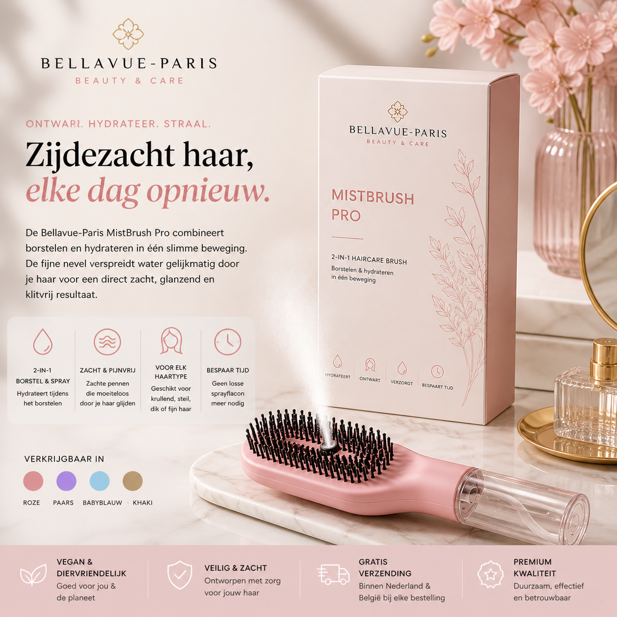 Bellavue-Paris MistBrush Pro – Nooit meer klitten in 5 seconden!
